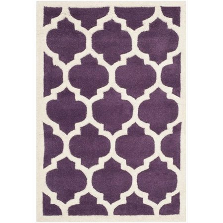 SAFAVIEH 2 Ft. x 3 Ft. Accent- Contemporary Chatham Purple And Ivory Hand Tufted Rug CHT733F-2